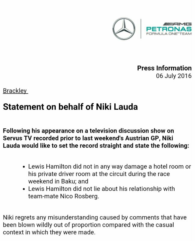 Zpráva Mercedesu rozeslaná do médií
